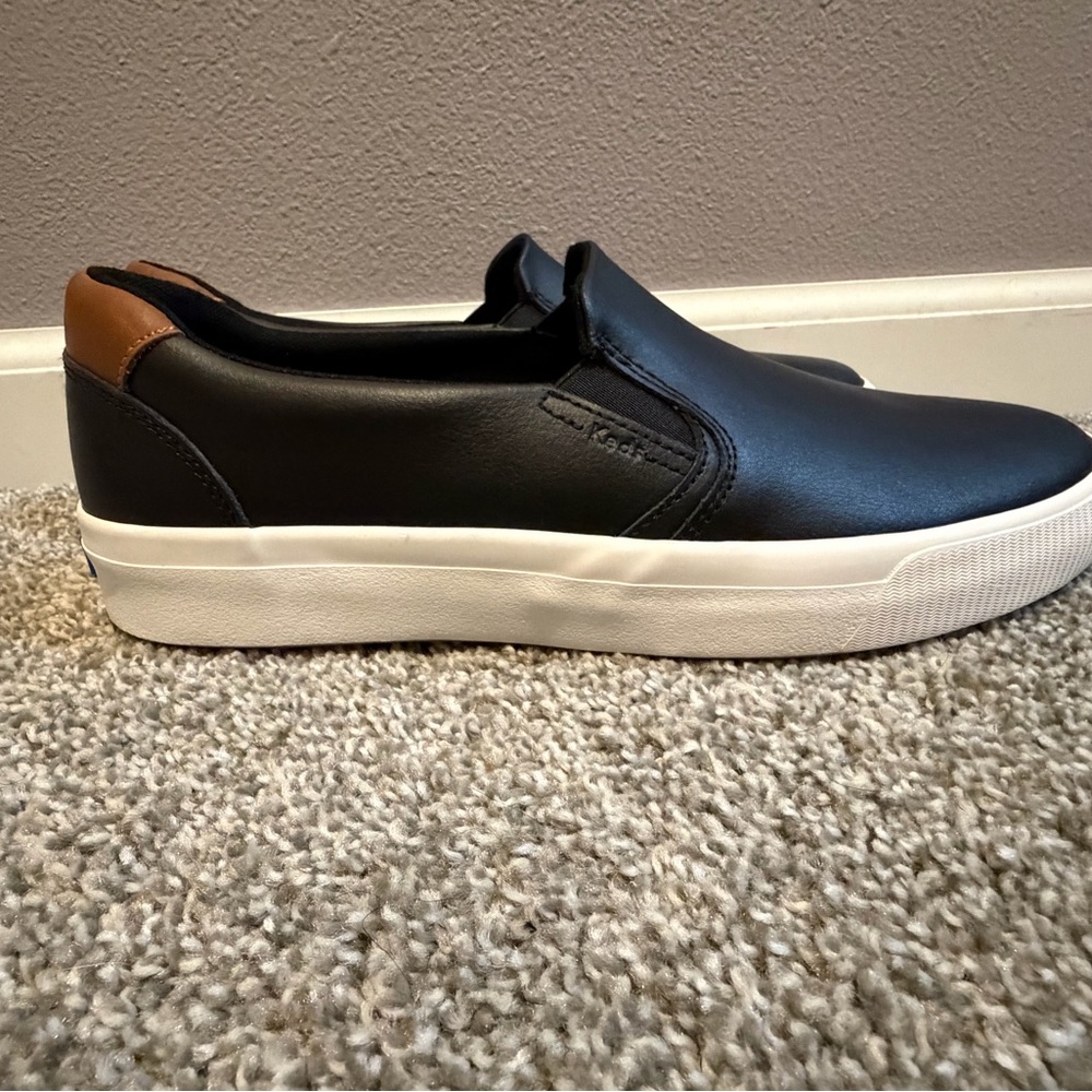 Keds Womens Pursuit Slip-on Black/Cognac Leather